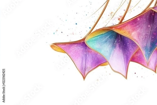 Obraz Colorful abstract floral design with vibrant hues and delicate shapes on a white background