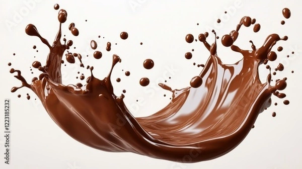 Fototapeta chocolate splash closeup isolated on white background with some smooth lines