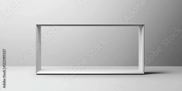 Fototapeta Minimalist white frame on a neutral background, ideal for showcasing artwork or photography. Suitable for advertising, design, and decor purposes.