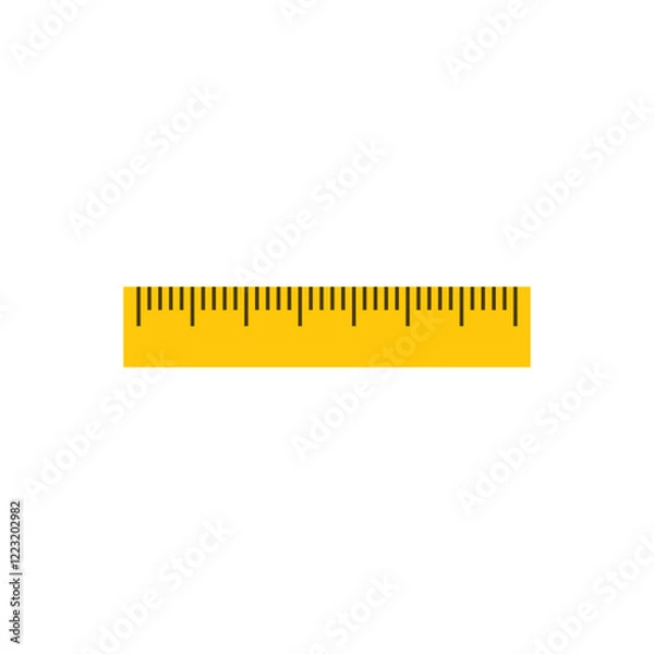 Fototapeta Yellow Ruller icon, tool sign. Vector editable design element isolated on white.