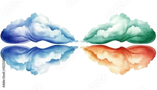 Fototapeta Colorful clouds reflecting on a serene surface, creating a tranquil atmosphere