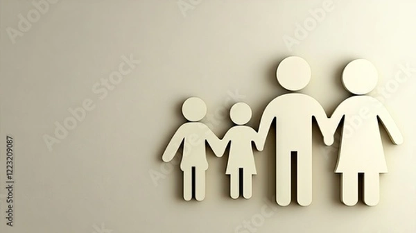 Obraz Family unit, holding hands, beige background, family concept, website design