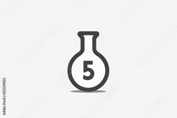 Fototapeta Flask with number five, science concept