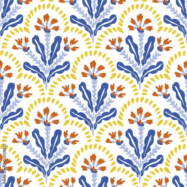 Fototapeta Seamless bohemian pattern. Grunge vintage texture. Ornament for home decor, carpets, pillows. Vector illustration.