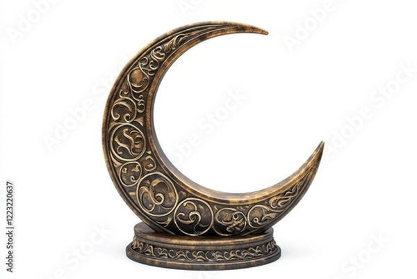 Fototapeta 3D Decorated Crescent Isolated and White Background