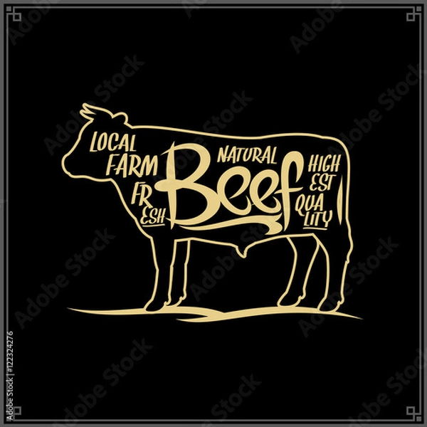 Fototapeta Vector beef meat label