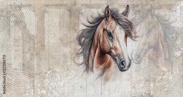 Obraz Beautiful horse. Illustration can be used as wallpaper, poster, decoration	