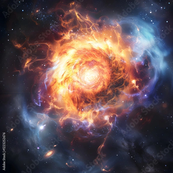 Fototapeta Cosmic Display: Vibrant Depiction of a Neutron Star within the Boundless Universe
