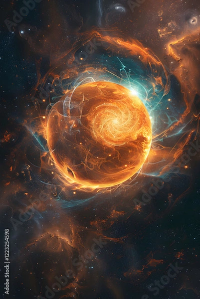 Fototapeta Cosmic Display: Vibrant Depiction of a Neutron Star within the Boundless Universe