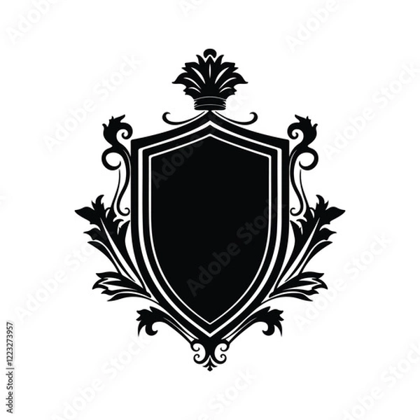 Fototapeta Elegant Ornamental Shield Design Vector for Heraldry, Classic Heraldic Shield, Intricate Floral Shield Vector, and Classic Themes, Perfect for Heraldic Projects