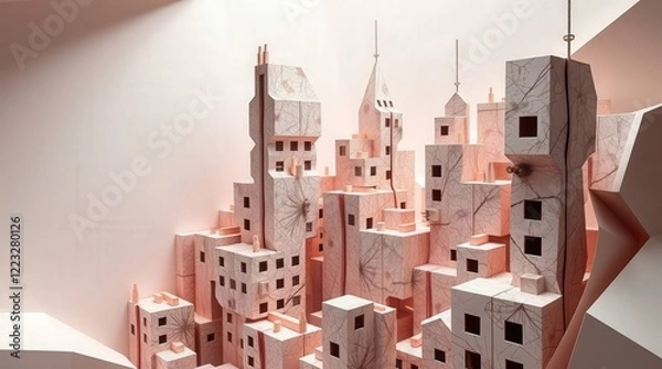 Fototapeta Abstract Architectural Model with Unique Design Elements and Textures