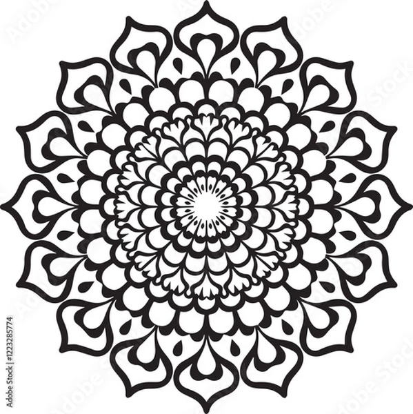Fototapeta Blossom Mandala Shape. Circular pattern in form of mandala, tattoo, decoration. Decorative ornament in ethnic oriental style.