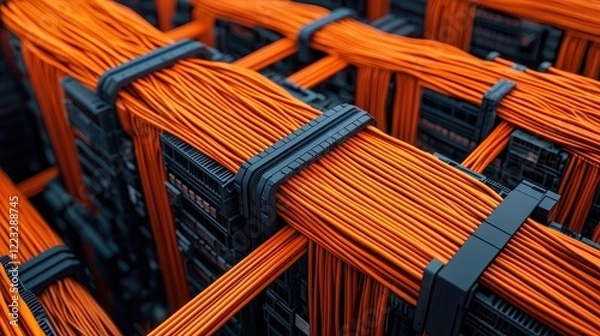 Obraz Orange Data Cables in Technology Network Setup