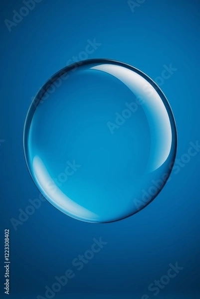 Fototapeta a close up of a glass sphere on a blue background