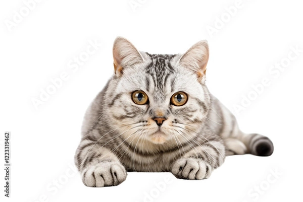 Fototapeta Charming American Shorthair Cat Expression Isolated on Transparent Background