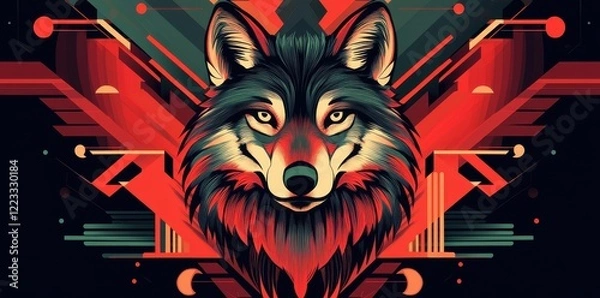 Fototapeta Abstract Geometric Wolf Head Design Illustration