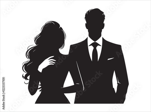 Fototapeta "Man & Woman Silhouette Design for Romantic, Modern, and Minimalist Art Perfect for Couple, Love, and Digital Illustration Projects"
