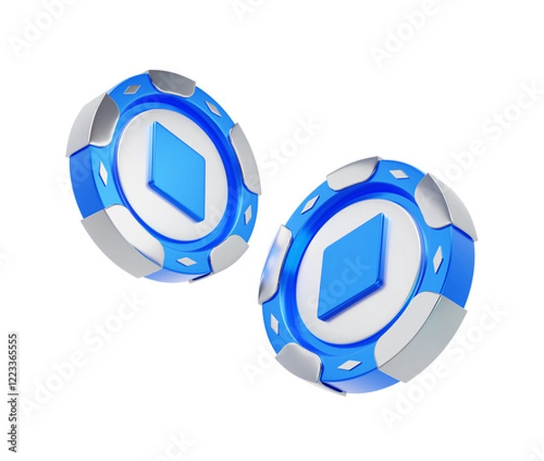 Obraz 3d blue casino chips icon