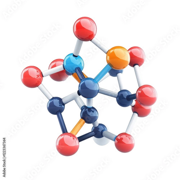 Fototapeta Molecule structure depicting biological and chemical concepts with colorful atoms and bonds, Molecule with biology and chemical concept Transparent background