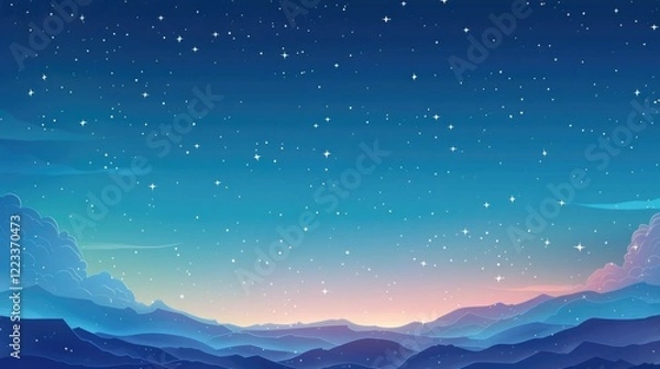 Fototapeta background with stars and clouds cartoon style