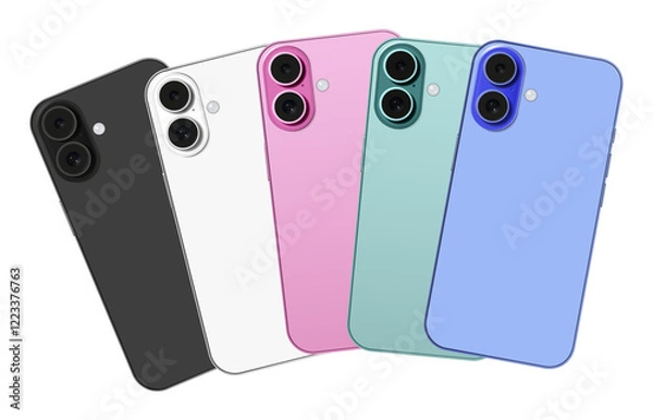 Fototapeta Multicolor back of phone 16 with screen mockup template