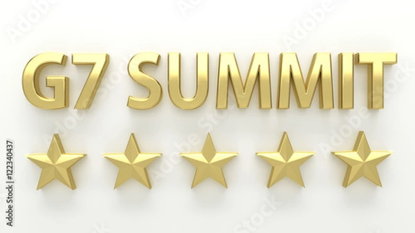 Fototapeta G7 SUMMIT - with stars on white background - High quality 3D Ren