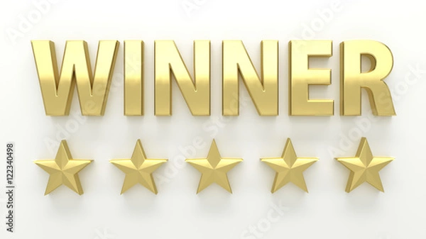 Obraz WINNER with stars on white background - High quality 3D Render