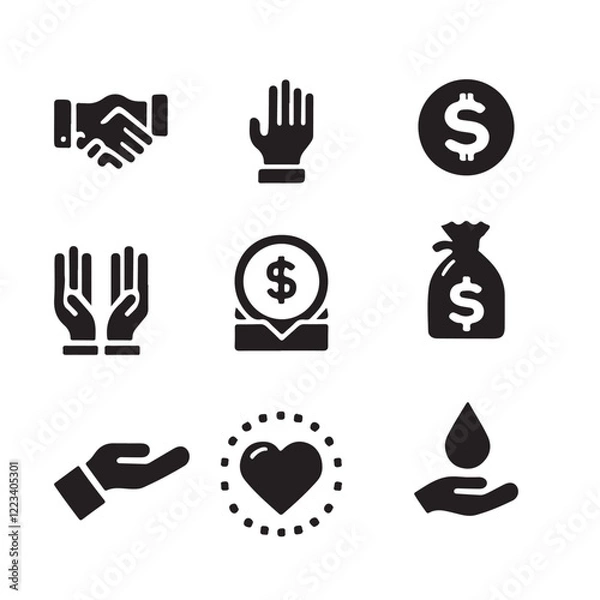Fototapeta A set of hand gesture icons for communication and web design