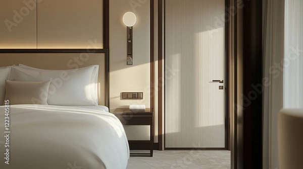 Fototapeta Fixing Hotel Door Lock System in Luxurious Suite
