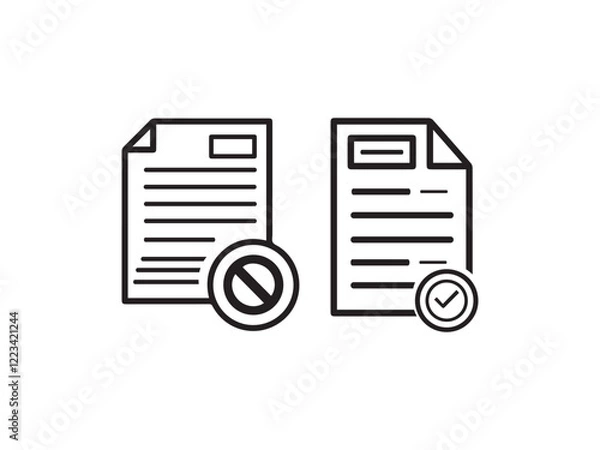 Obraz set of paper document and clipboard icon thin line style. quality control, Checkmark business concept. clipboard document page with check mark, pencil icon. vector illustration.