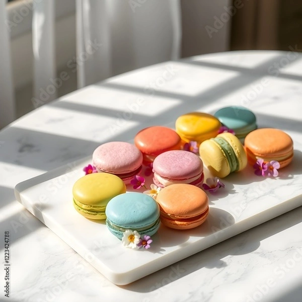 Obraz colourful macaroons on a table