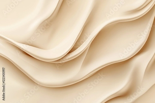 Fototapeta Beige fabric waves, elegant texture, soft folds, background blur, design element