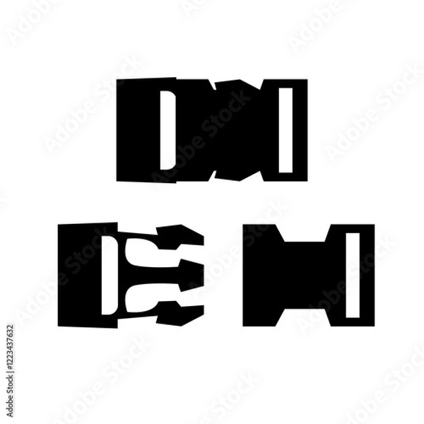 Obraz Fastex, fastener, latch for a backpack. Black and white vector illustration.