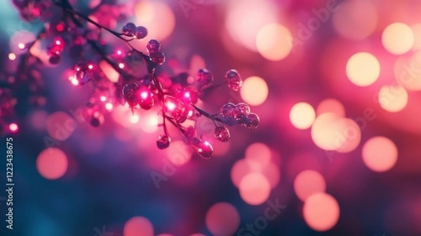 Fototapeta Glowing berries in a winter scene