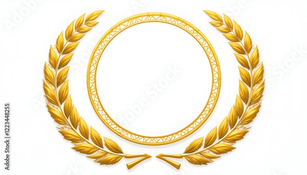 Obraz Elegant Circular Golden Laurel Wreath – Ancient Roman Inspired Emblem