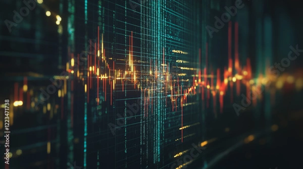 Fototapeta Abstract black background with Colorful charts and graphs with statistics to innovative analyze business potential and forecast future development of companies growth.