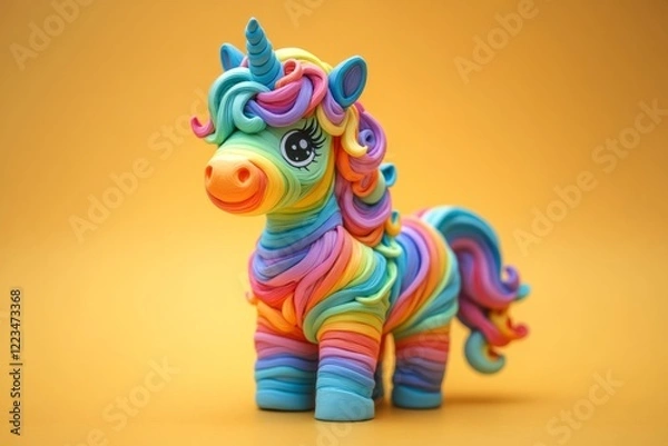 Fototapeta Colorful unicorn figurine crafted with swirling rainbow patterns