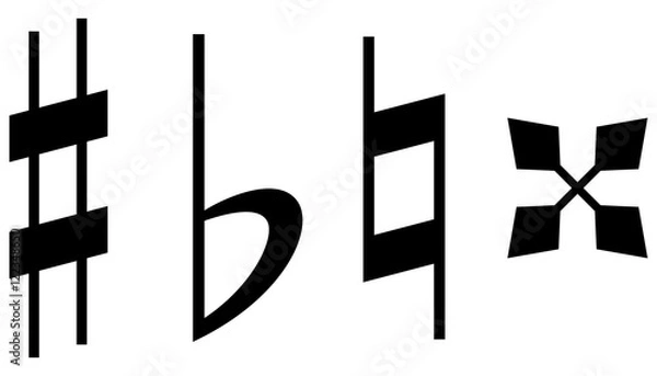 Obraz 音楽記号：シャープ　フラット　ナチュラル　ダブルシャープ
