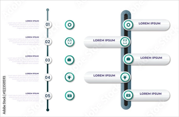 Fototapeta Timeline infographic template Business Concept 5 options infography Vector