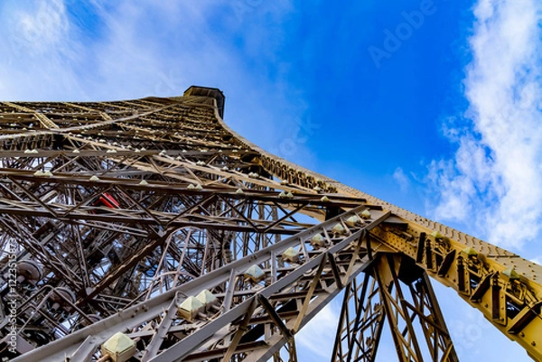 Fototapeta Eiffel Tower from Below – Iconic Paris Landmark in High-Resolution - vintage Eiffel Tower