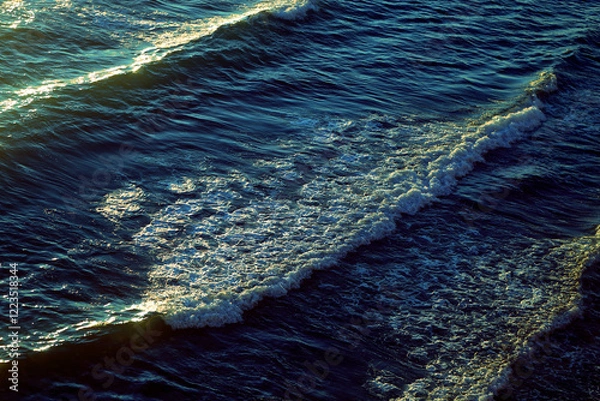 Obraz Photos of sea waves moving at sunset