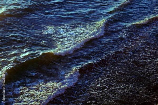 Obraz Photos of sea waves moving at sunset