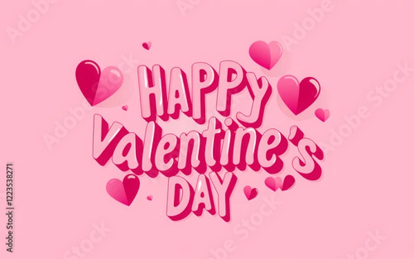 Fototapeta happy valentine 3d text children cartoon effect design 
