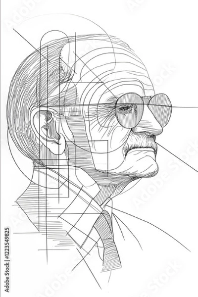 Obraz Portrait of Arthur C Clarke SciFi Universe Sketch Expressionism Pencil Sketching Paper WarmCool Alternation Passionate and Intense