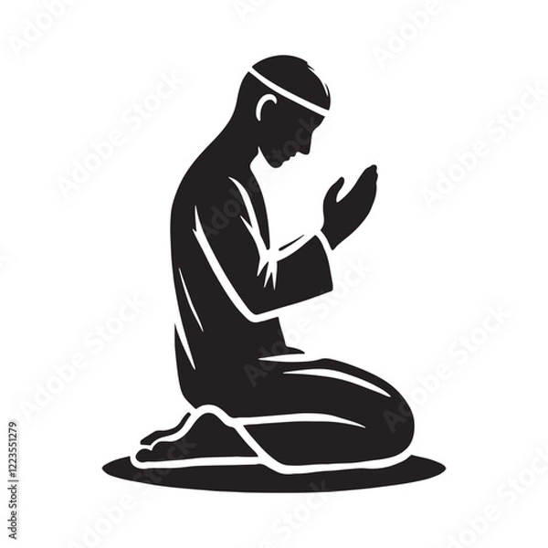 Fototapeta Silhouette of a praying figure for holy artwork - praying person silhouette - praying person vector - praying person illustration - praying silhouette - praying vector
