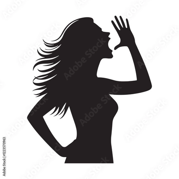 Fototapeta Person shouting depicted in silhouette for powerful art - shouting person silhouette - shouting person vector - shouting person illustration
