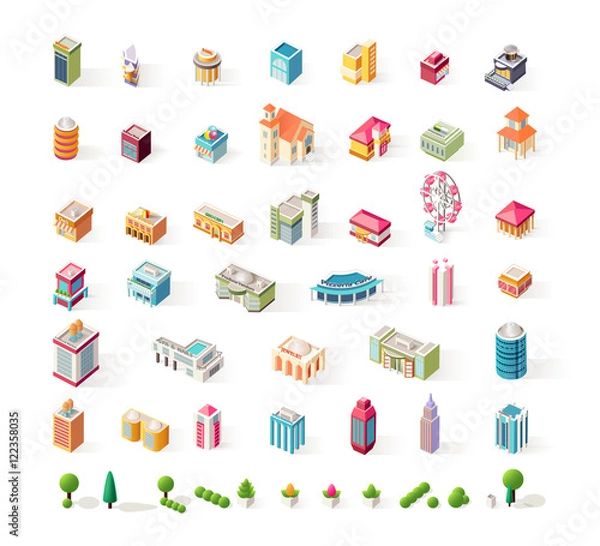 Obraz Big set vector isometrics building