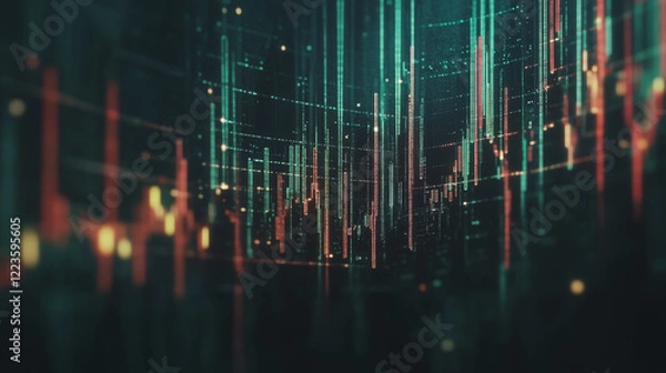 Fototapeta Abstract black background with Colorful charts and graphs with statistics to innovative analyze business potential and forecast future development of companies growth.