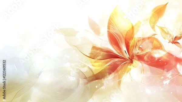 Obraz Abstract Orange and Yellow Floral Butterfly Design