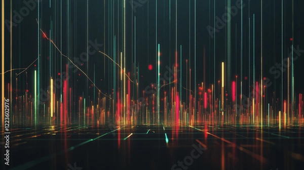 Fototapeta Abstract black background with Colorful charts and graphs with statistics to innovative analyze business potential and forecast future development of companies growth.